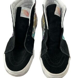 Vans Black and White High-Top Sneakers with Suede Finish